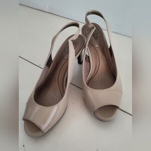 Life Stride Women's Soft System Open Toe Sling back Heel | Taupe | 9.5